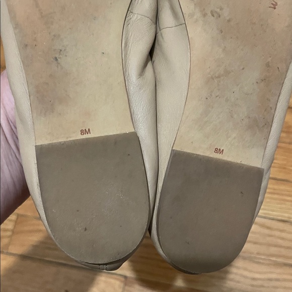 SAM EDELMAN Felicia bow logo beige tan leather flat ballerina shoes - Picture 5 of 8